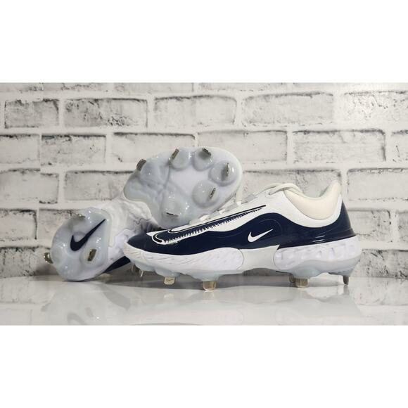 Nike Alpha Huarache Elite 4 Baseball Cleats DR6851-101 Size 7.5 White Navy Blue - Picture 1 of 6